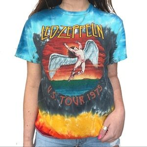 Vintage style 1975 Led Zeppelin tie dye tshirt